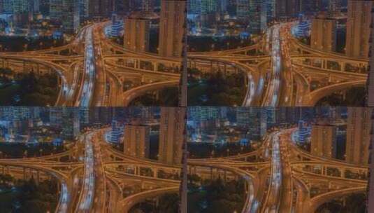 立交桥夜景延时城市交通立体网络高清在线视频素材下载