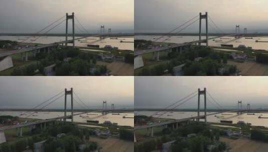 安徽省马鞍山长江大桥航拍风光高清在线视频素材下载