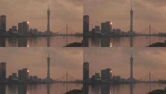 广州塔猎德大桥落日延时视频高清在线视频素材下载
