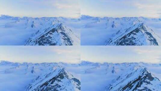 巴郎山雪山云海航拍风景唯美自然风光高清在线视频素材下载