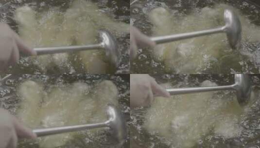 油炸麻花面食制作LOG高清在线视频素材下载