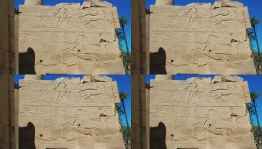 卡尔纳克神庙的象形文字浮雕高清在线视频素材下载