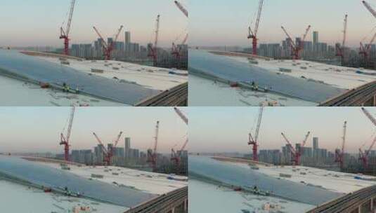 建设中的杭州西站  航拍高清在线视频素材下载