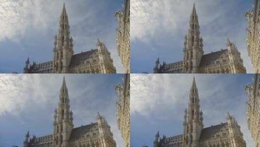 蓝天白云下的尖顶大教堂高清在线视频素材下载