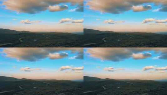 平原沙漠 蓝色的天 白色的云高清在线视频素材下载