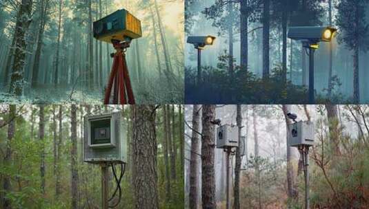 森林监控自然生态 守护者监控设备自然保护高清在线视频素材下载