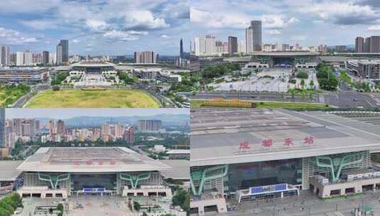 成都东站高铁城市风光建筑景观延时摄影高清在线视频素材下载