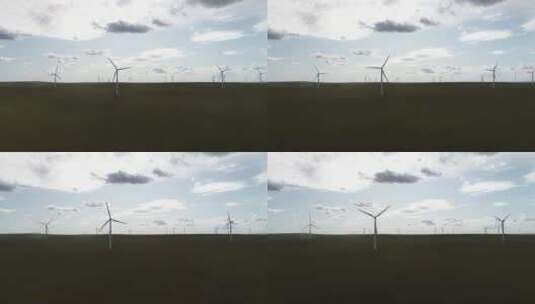 航拍草原风车、风力发电高清在线视频素材下载
