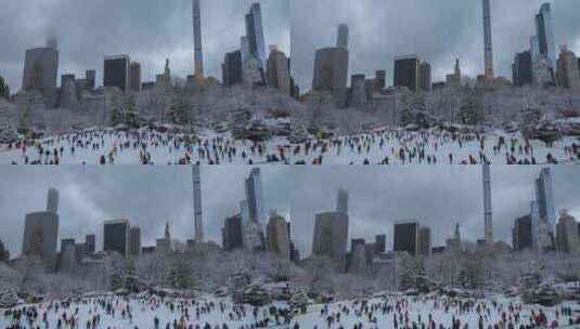纽约中央公园滑冰者的延时拍摄高清在线视频素材下载
