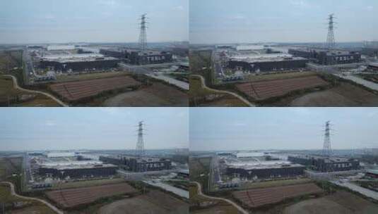 上海特斯拉工厂建筑汽车制造生产基地高清在线视频素材下载
