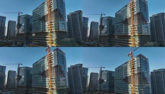 摩天大楼建造建筑工地航拍高清在线视频素材下载