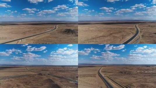 戈壁上修建的国道高清在线视频素材下载