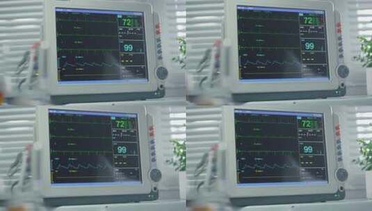 ICU病房心电图监测仪高清在线视频素材下载