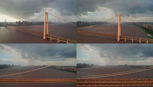 杨泗港大桥 雨幡 彩虹 车流 左平移高清在线视频素材下载