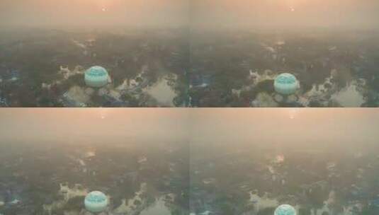杭州西溪湿地公园清晨晨雾云雾缭绕空镜高清在线视频素材下载