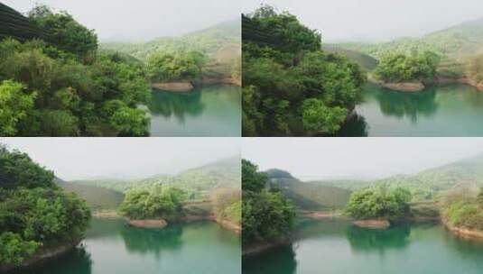 杭州西湖区龙坞镇光明寺水库航拍高清在线视频素材下载