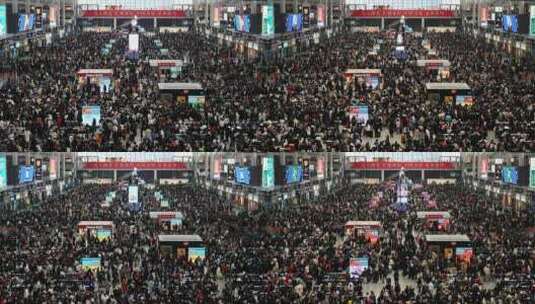 上海虹桥火车站高铁站疫情放开春运人群高清在线视频素材下载
