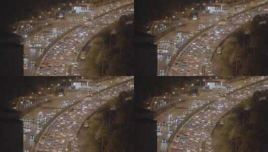 城市夜景车流 俯拍城市车流高清在线视频素材下载