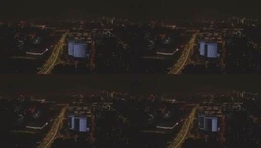 杭州市复兴路秋石高架夜景航拍高清在线视频素材下载