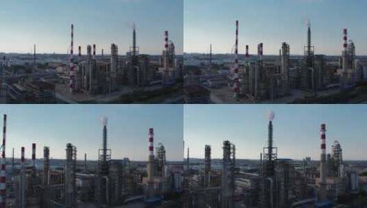 4k  航拍城市石油化工工厂厂房特写高清在线视频素材下载