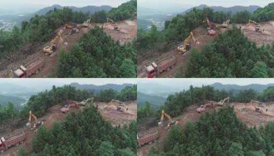 山区挖掘机施工修路风景高清在线视频素材下载
