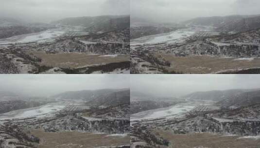 航拍冬日红原雪景4k高清在线视频素材下载