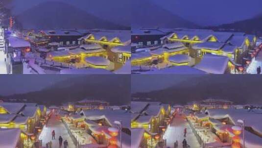 中国雪乡小镇雪景高清在线视频素材下载
