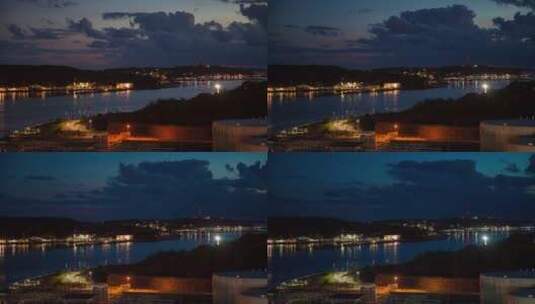 城市海湾的夜景高清在线视频素材下载