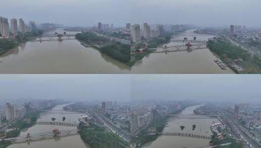 航拍福建漳州九龙江两岸生态风光高清在线视频素材下载