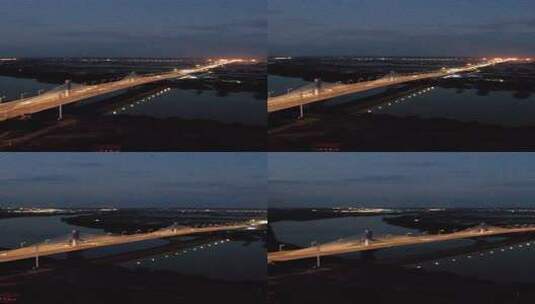湖南衡阳耒水大桥夜景竖屏航拍高清在线视频素材下载