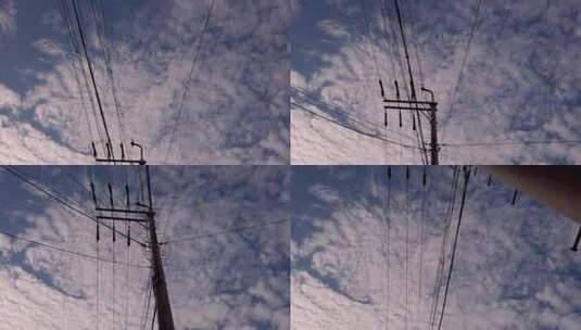 电线杆仰拍 蓝天白云高清在线视频素材下载