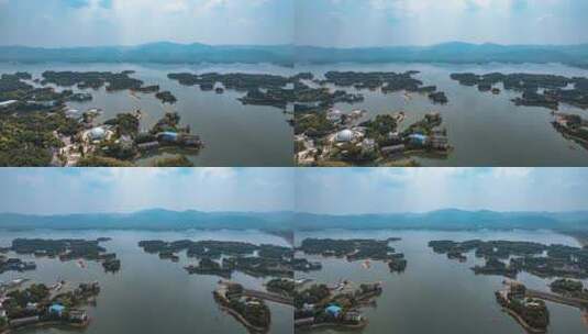 8K湖北赤壁市陆水湖自然风光航拍延时高清在线视频素材下载