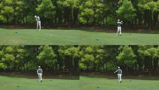 高尔夫挥杆击球瞬间高清在线视频素材下载