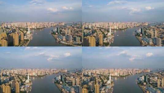 广州荔湾白鹅潭商务区城市天际线延时航拍4k高清在线视频素材下载