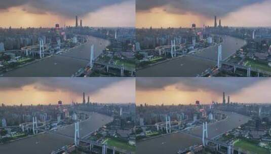 上海雨幡 高温 暴雨 风暴 台风天 日落高清在线视频素材下载