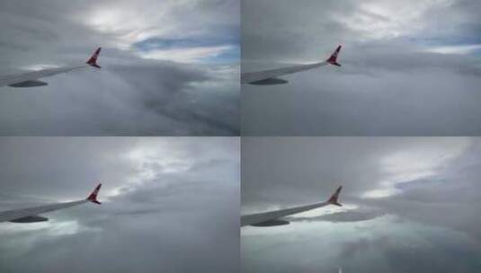 机翼下的云彩高清在线视频素材下载