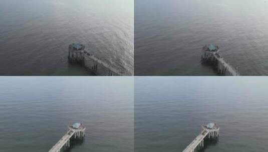 混凝土钓鱼码头的鸟瞰图高清在线视频素材下载