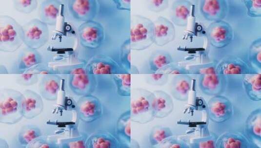 显微镜与细胞背景3D渲染高清在线视频素材下载