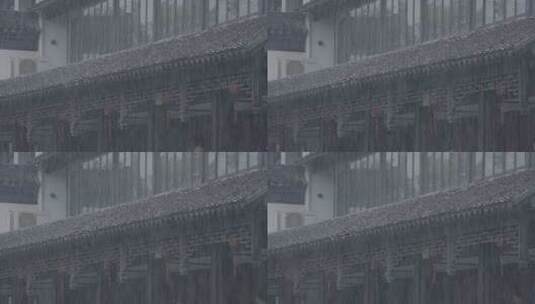 古建筑屋檐下雨 意境水滴 唯美屋檐雨滴高清在线视频素材下载