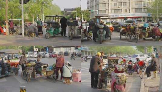 街边路边买菜卖菜占道经营市集地摊经济高清在线视频素材下载