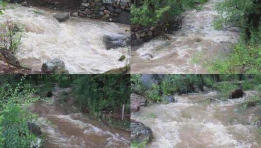 【合集】实拍暴雨后洪水 山洪  泥石流高清在线视频素材下载