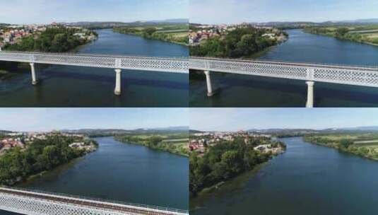 葡萄牙和西班牙之间的国际桥梁高清在线视频素材下载