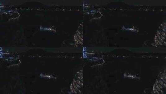 高视角上海佘山世茂洲际酒店建筑灯光特写高清在线视频素材下载