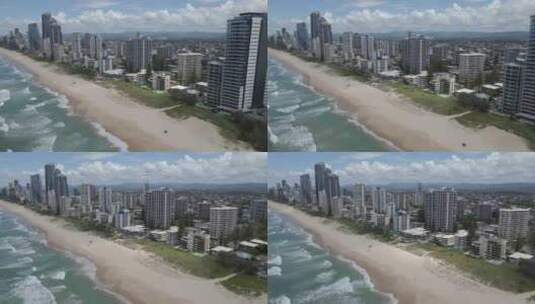 澳大利亚昆士兰州黄金海岸冲浪者天堂高耸海滨建筑的风景高清在线视频素材下载