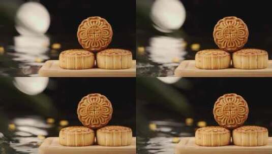 5K-海上生明月，中秋月饼，广式月饼高清在线视频素材下载