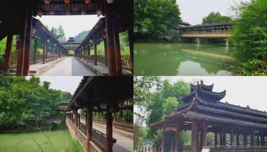 （4K合辑）美丽的侗族侗乡建筑花桥风雨桥高清在线视频素材下载