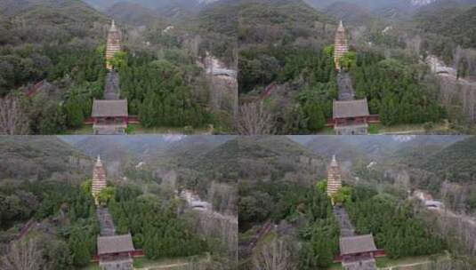 航拍嵩山嵩岳寺塔高清在线视频素材下载