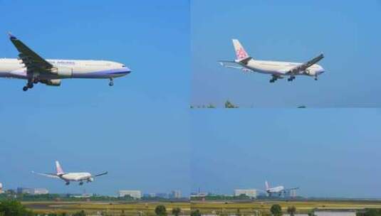 中华航空 飞机降落 航班飞机高清在线视频素材下载