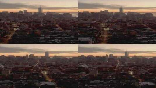 美国纽约摩天大楼无人机航拍城市天际线高清在线视频素材下载