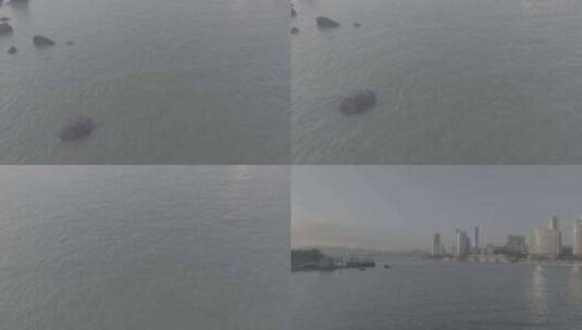 厦门邮轮中心厦鼓码头轮船轮渡海上游艇航拍高清在线视频素材下载
